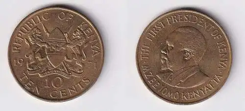 10 Cents Messing Münze Kenia 1971 vz (169814)