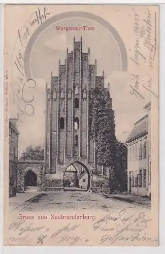 900414 Ak Gruss aus Neubrandenburg Stargarder Thor 1907
