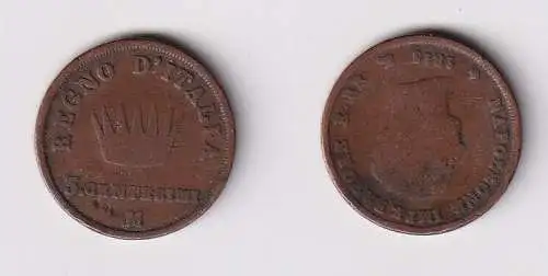 3 Centesim1 Kupfer Münze Italien unter Napoleon 1813 M f.ss (122393)