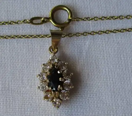 elegante 333er Gold Kette mit 585er Gold Schmuckstein Anhänger (113436)