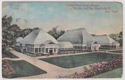 35560 Ak New York Central Park Green Houses Fifth. Ave. One Hundredth St. 1913
