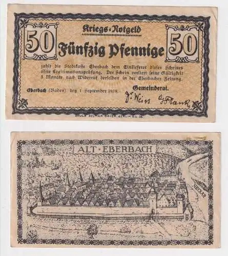 50 Pfennig Banknote Notgeld Stadt Eberbach (Baden) 1.9.1918 (154561)