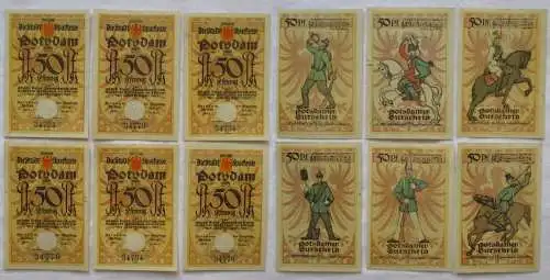 6 x 50 Pfennig Banknoten Notgeld Stadtsparkasse Potsdam 1921 (169258)