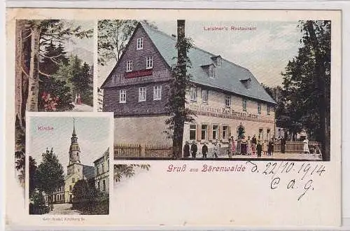 36278 Ak Gruß aus Bärenwalde Leistner´s Restaurant 1914