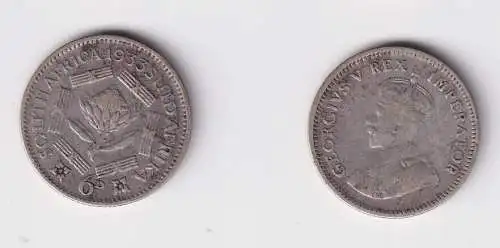 6 Pence Silber Kursmünze Südafrika 1933 ss (133865)