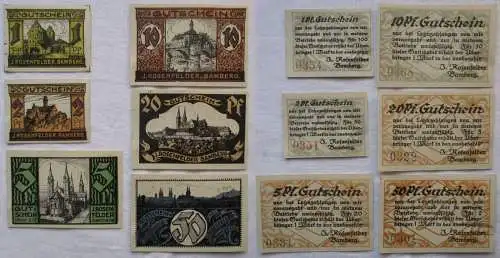 6 Banknoten Notgeld J.Rosenfelder Bamberg um 1920 (168687)