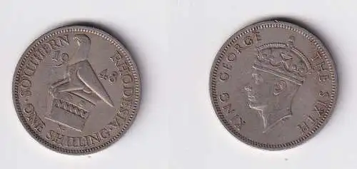 1 Shilling Kupfer Nickel Münze South Rhodesia Süd Rhodesien 1948 ss (123085)