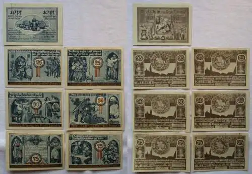 7 Banknoten Notgeld der Stadt Bürgel Thüringen 1921 (169009)