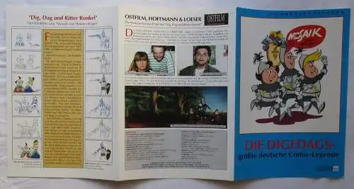 Mosaik Flyer mit Malbogen zur Ausstellung DIE DIGEDAGS größte dt. Comic-Legende