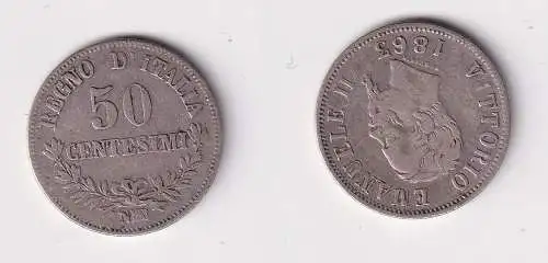 50 Centesimi Silber Münze Italien 1863 N s/ss (130259)