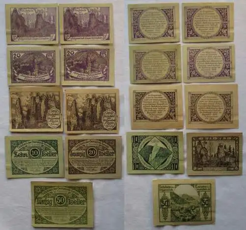 9 Banknoten Ortsgemeinde Lausa bei Losenstein 1920 (168846)