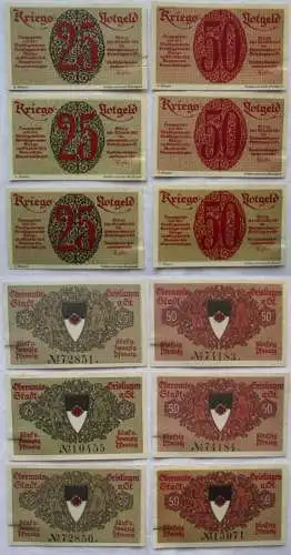 6 Banknoten Notgeld Stadt Geislingen 1918 Kriegs-Notgeld (132883)