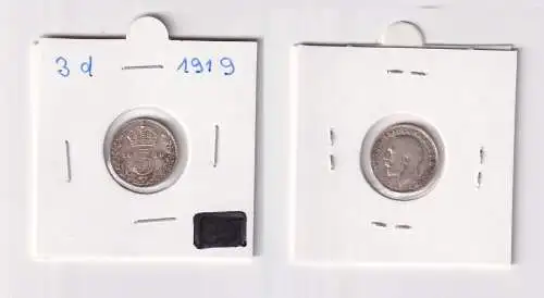 3 Pence Silber Münze Großbritannien George V. 1919 ss (156955)