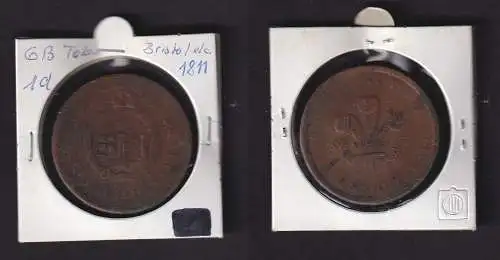 1811 Großbritannien 1 Penny Token Bristol South Wales Conder Medaille (152202)