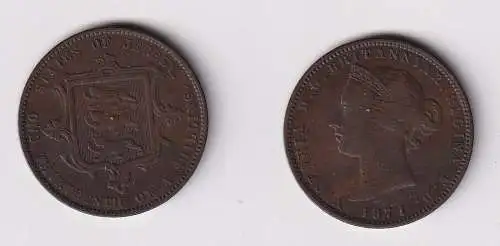 1/13 Schilling Kupfer Münze Großbritannien Jersey 1871 f.ss (169786)