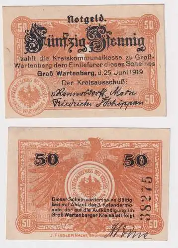 50 Pfennig Banknote Notgeld Stadt Groß Wartenberg Sycow 25.6.1919 (168714)