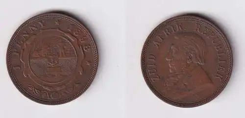 1 Penny Bronze Münze Südafrika Stephanus Johannes Paul Kruger 1898 f.vz (169809)