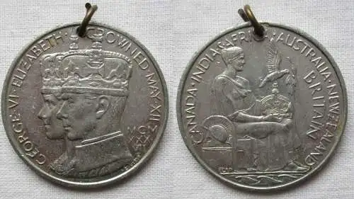 Krönungsmedaille König Georg VI Königin Elizabeth 1937 Kanada Indien (168212)