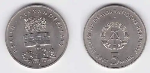 DDR Gedenk Münze 5 Mark Berlin Alexanderplatz 1987 (143094)