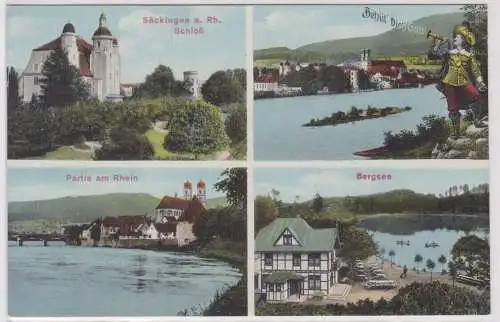 83669 Mehrbild Ak Säckingen a. Rh. - Schloss, Bergsee und Partie am Rhein