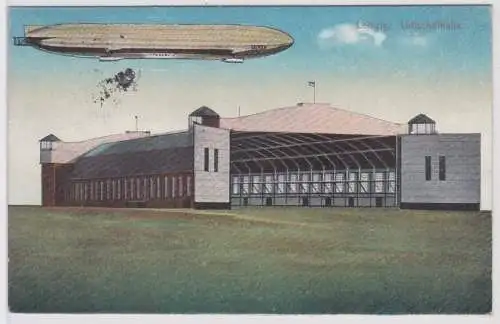 54807 Feldpost Ak Leipzig Zeppelin über Luftschiffhalle 1916