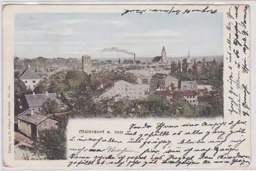 00311 Ak Mühldorf am Inn Totalansicht 1907
