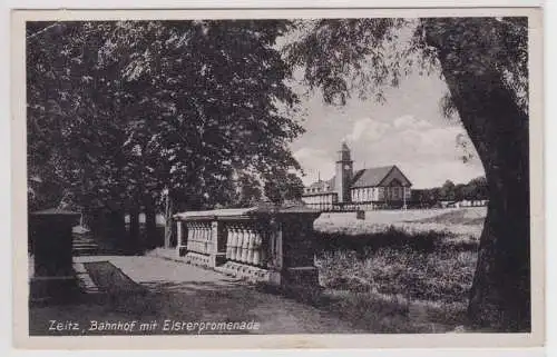 81577 Reklame Ak Zeitz Bahnhof mit Elsterpromenade 1948