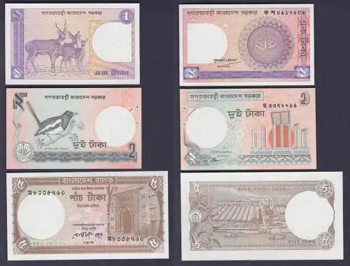 1,2 & 5 Taka Banknoten Bangladesch Bangladesh um 1980 kassenfrisch (120638)