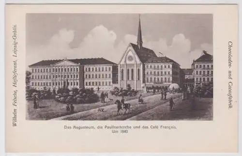 93390 Ak Leipzig - Das Augusteum, die Paulinerkirche und das Café Francais