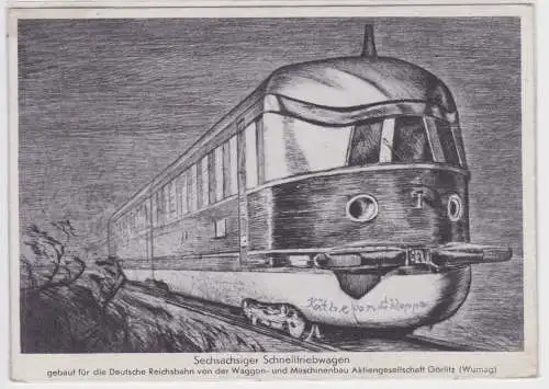 93201 Künstler Ak sechsachsiger Schnelltriebwagen Deutsche Reichsbahn (Wumag)