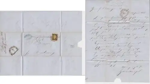 16757 AD Preußen Brief Bahnpost Gebrüder Kallmeyer Erfurt nach Augsburg 1855