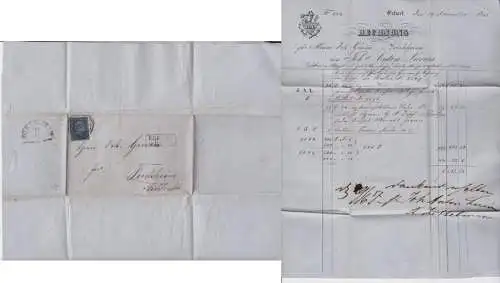 41990 AD Preußen Firmenbrief Johann Anton Lucius Erfurt nach Forchheim 1856