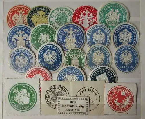 22 seltene Vignetten Siegelmarken Leipzig und Umgebung um 1910 (137603)