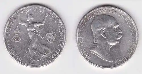5 Kronen Silber Münze Österreich Regierungsjubiläum Franz Josef 1908 (162259)