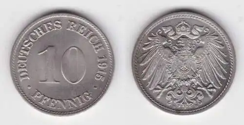 10 Pfennig Nickel Münze Deutsches Reich 1915 D, Jäger 13 Stgl. (140474)