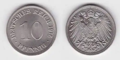10 Pfennig Nickel Münze Deutsches Reich 1915 D, Jäger 13 Stgl. (143014)