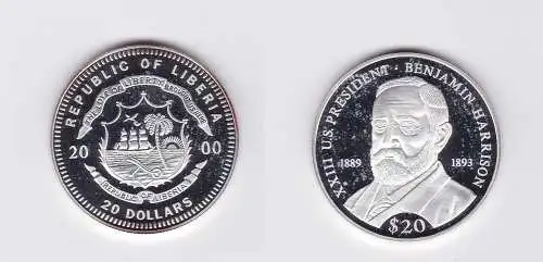 20 Dollar Silber Liberia 2000 XXIII.US Präsident Benjamin Harrison 1889 (118200)