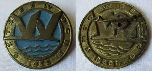 DDR Blech Abzeichen Ostseewoche 1958 (135245)
