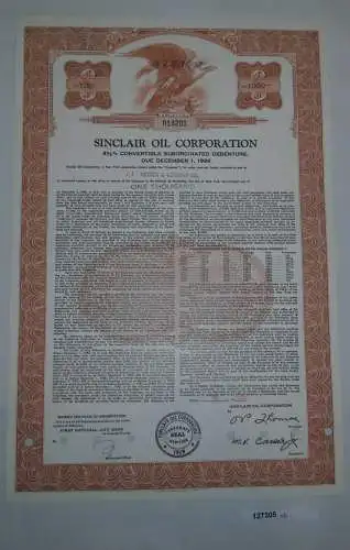 1000 Dollar Aktie Sinclair Oil Corporation New York 1. Dezember 1968 (127305)
