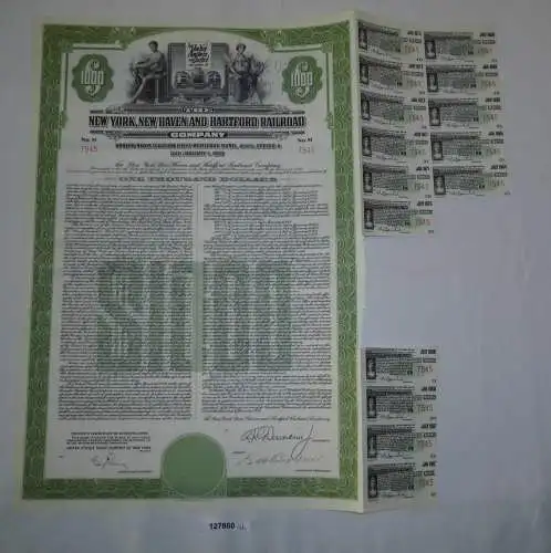 1000 Dollar Aktie New York, New Haven and Hartford Railroad 1. Jan 1953 (127860)
