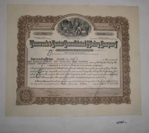 181982 Aktie à 1 Dollar Tamarack & Custer Consolidated Mining 24.2.1916 (127967)