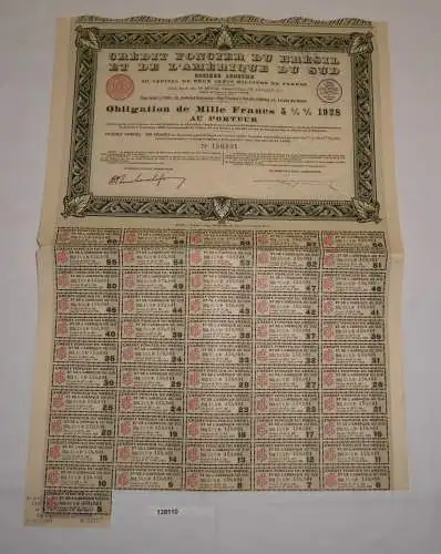 55 Franc Aktien Credit Foncier du Bresil et de L`Amerique du Sud 1930 (128110)