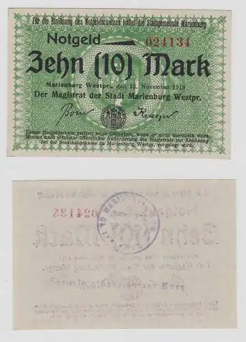 10 Mark Banknote Notgeld Stadt Marienburg Westpreussen 13.November 1918 (129046)