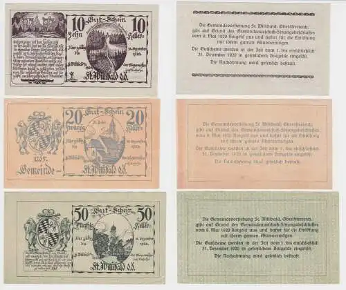 10, 20 und 50 Heller Banknoten Notgeld Gemeinden St.Willibald 1920 (154706)