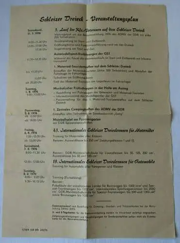 Veranstaltungsplan Internationales Schleizer Dreieckrennen 1976 (105436)