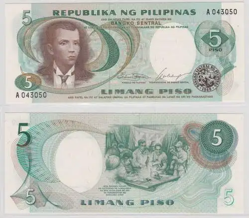 5 Piso Banknote Philippinen Pilipinas 1969 Pick 143a (154182)