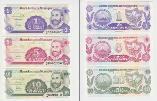 1-10 Centavos Banknoten Nicaragua 1991 kassenfrisch (130029)