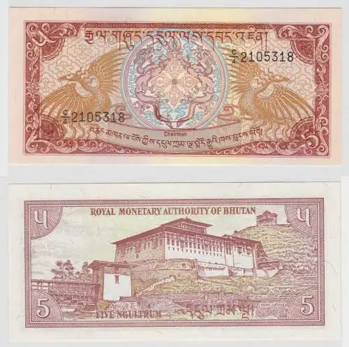 5 Ngultrum Banknote Bhutan (1985) Pick 14 bankfrisch UNC (125315)