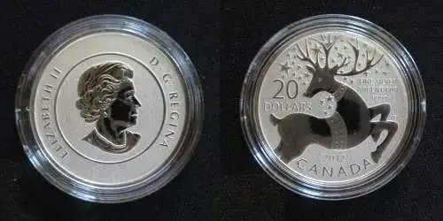 20 Dollar Silber Münze Kanada Rentier 2012 polierte Platte (141628)