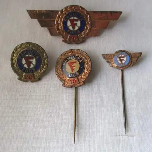 4 x DDR Anstecknadeln FDGB Fakulta für 10 und 20 Jahre (154508)
